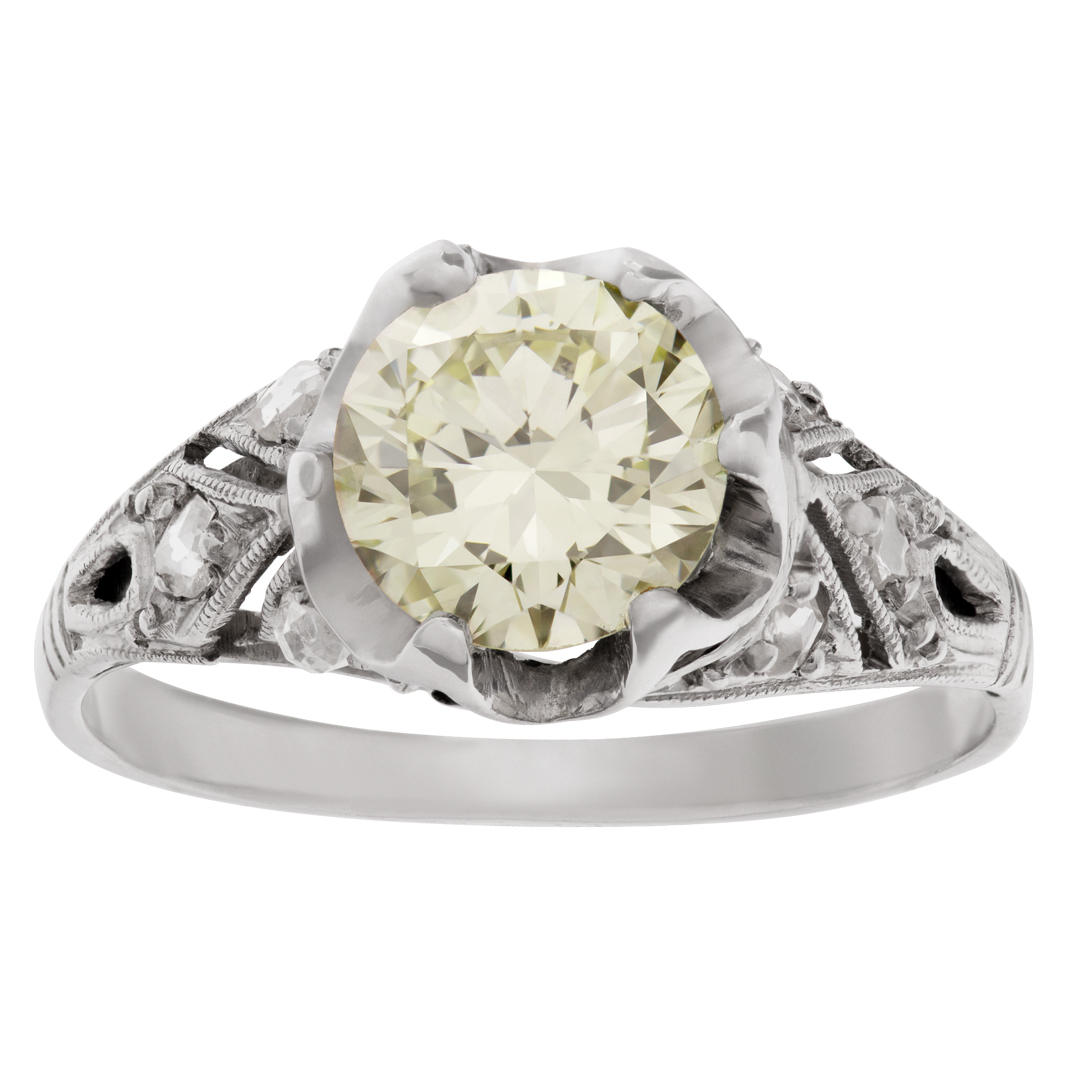 GIA certified rectangular modifed diamond ring set in platinum image 1