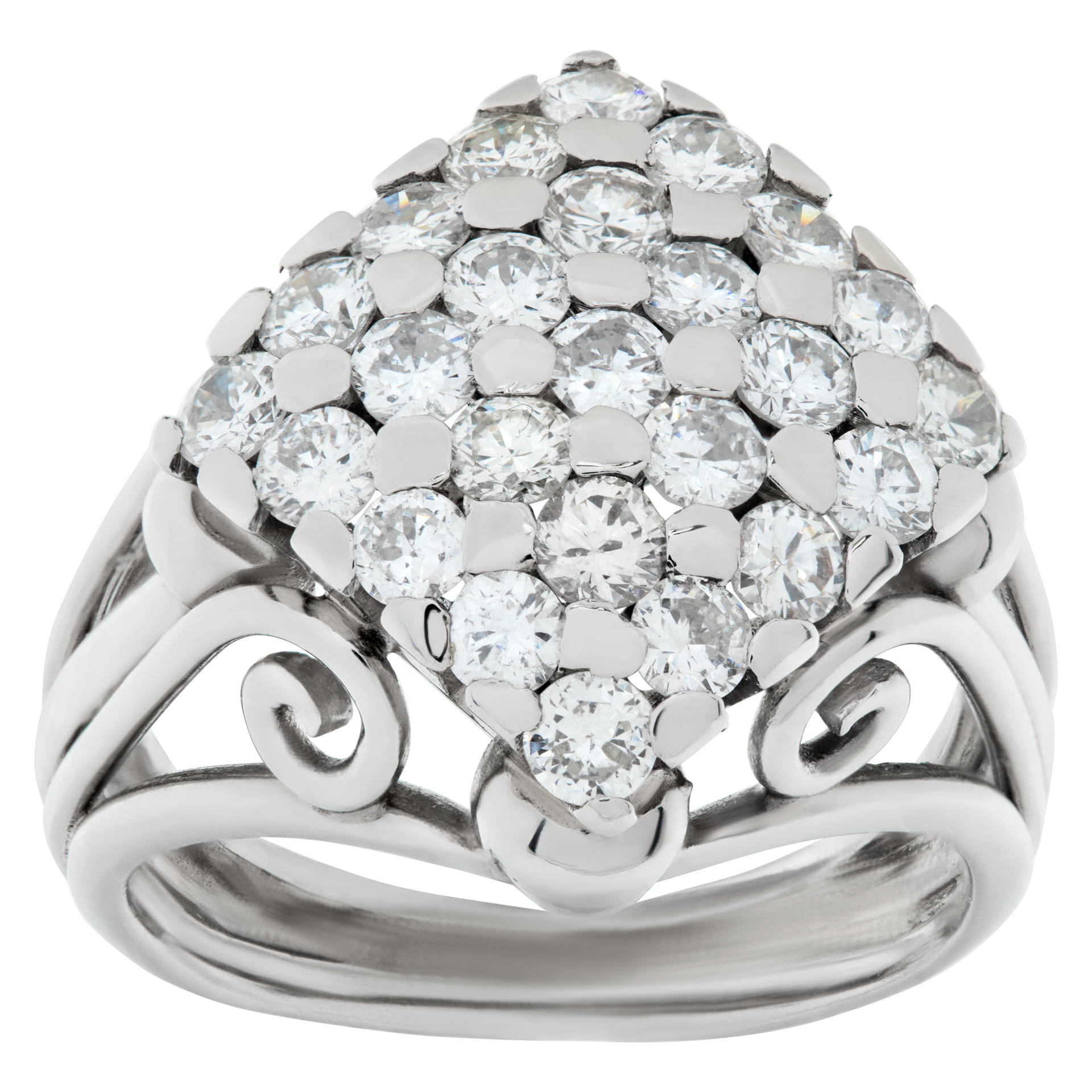 Art Deco Platinum Ring With Approx 1.0 Carats In Pave Diamonds-Circa 1940'S image 1