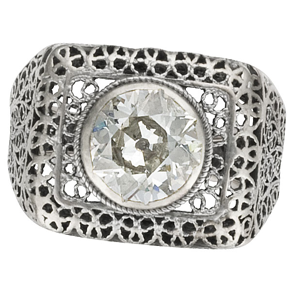 Delightful diamond ring in 14k with approx. 1.20 carat center diamond (K, VS2) image 1