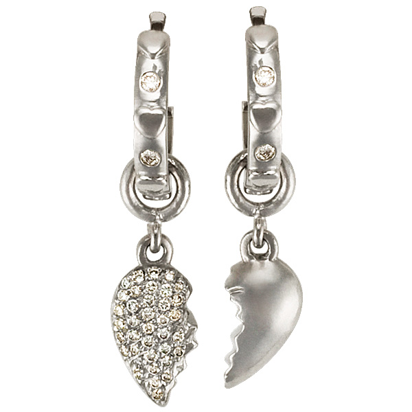 Friendhsip Split heart earrings in Platinum image 1