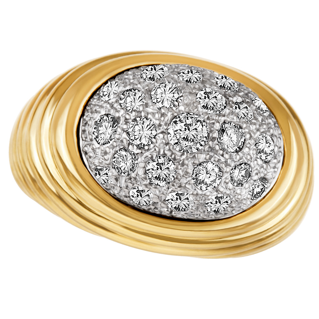 Massive 18k yellow gold diamond ring with over 1 carats in round diamonds image 1