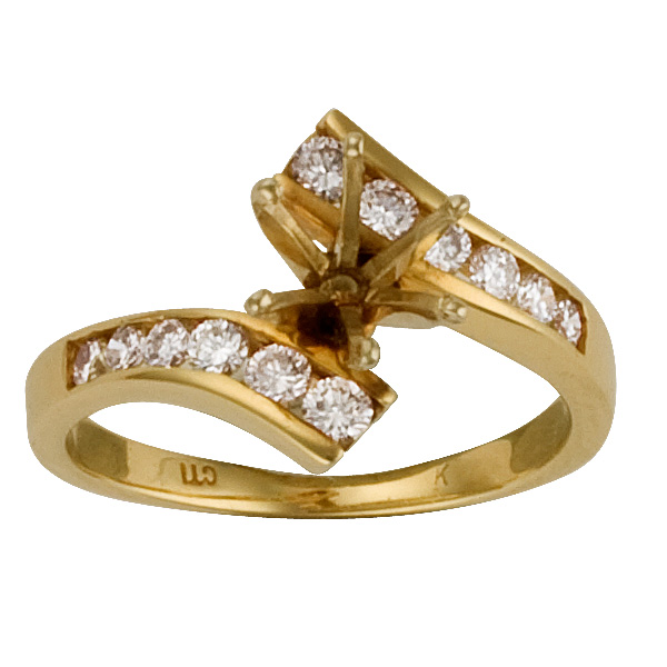 Beautiful diamond semi-mount ring with over 0.36 cts in round diamonds in 14k yellow gold image 1