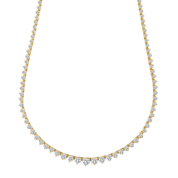 Diamond Necklace With Over 10 Carats In Round Diamonds H-I Color Vs Clarity Set In 14k Yellow Gold image 1