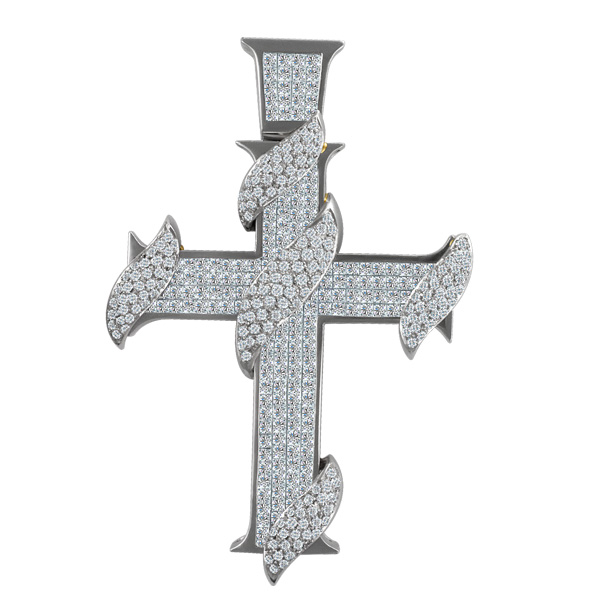 Diamond platinum cross with app. 8.50 carats princess cut diamonds (F-G color, VS clarity) image 1