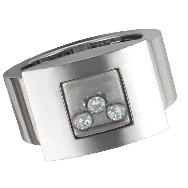 Chopard Happy Diamonds ring in 18k white gold with 3 floating diamonds 0.17ct total image 1