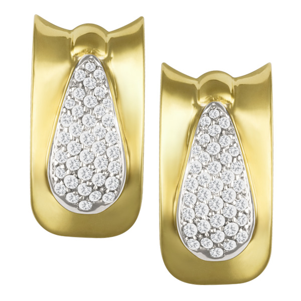 Pave Diamond Earrings in 18k yellow gold. image 1