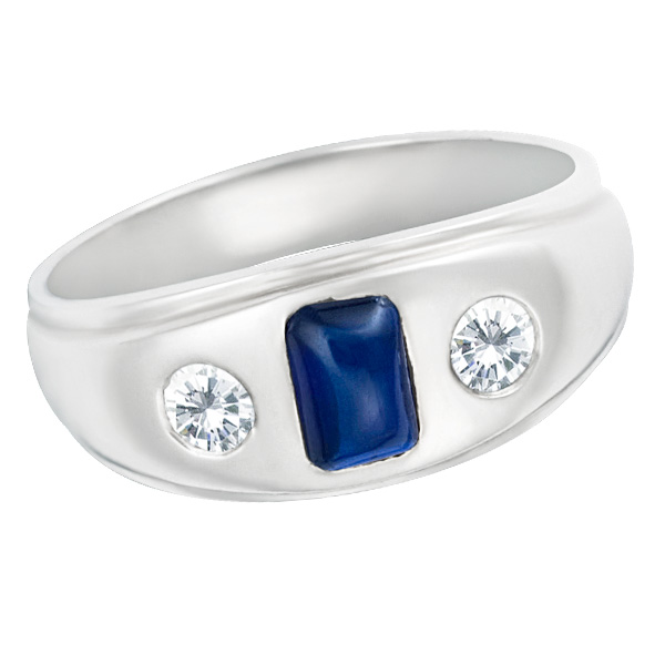 Cabochon sapphire and diamon ring image 1