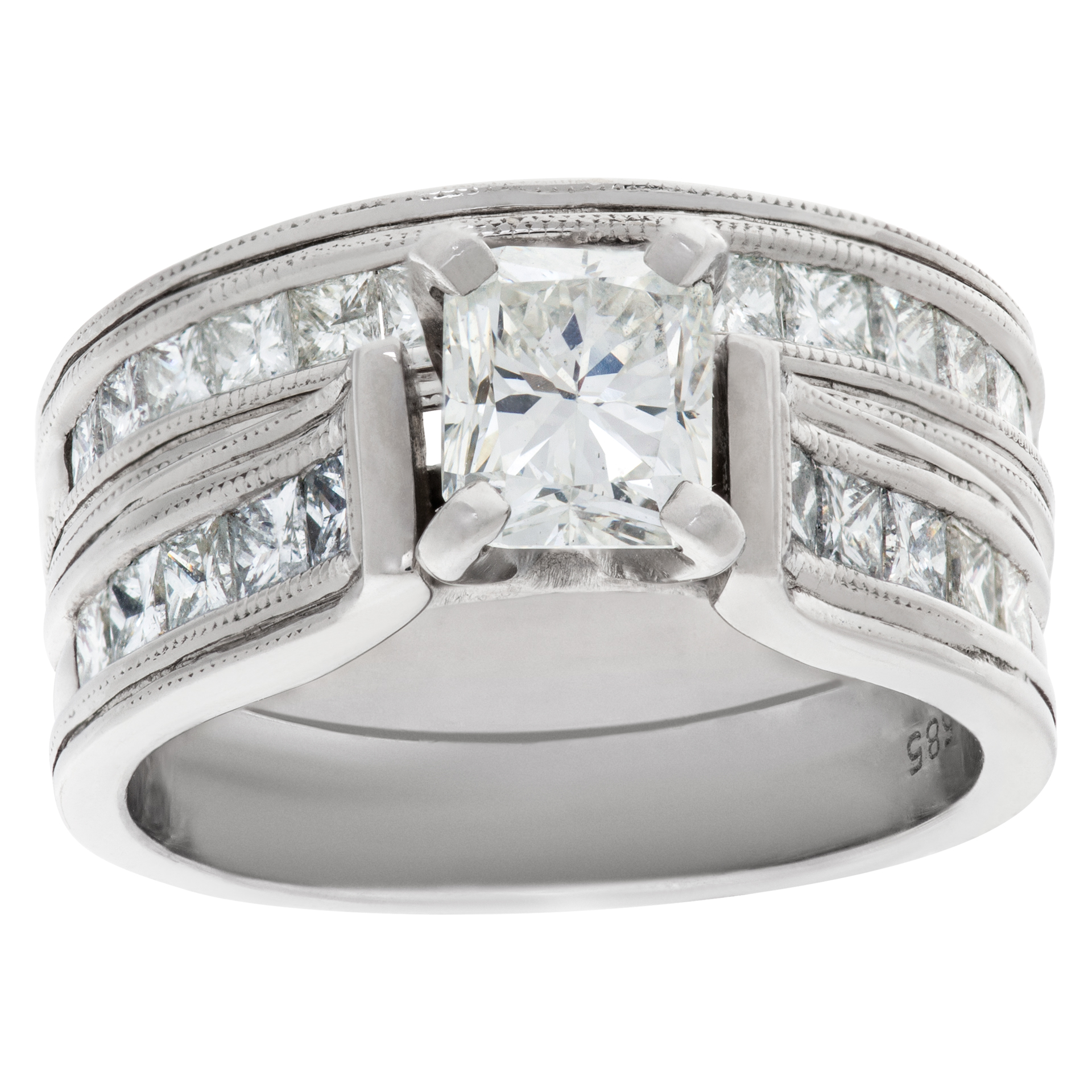 Diamond engagement ring set in 14k white gold. 0.75 ct center diamond (J color, SI1 clarity) image 1