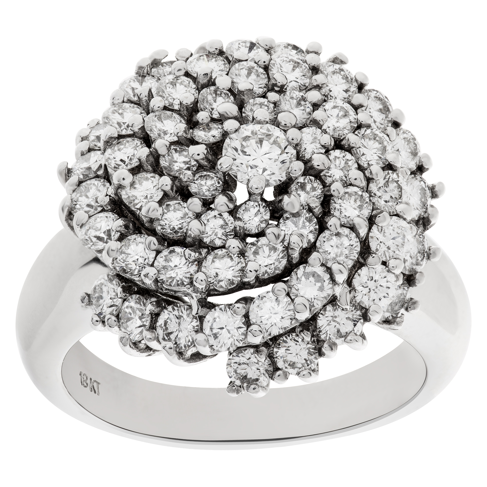 cluster diamond ring in 18k white gold. 3.20 carats in diamonds image 1