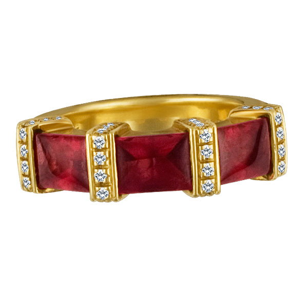 Di Modolo pink garnet ring with diamond accents in 18k image 1