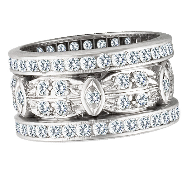 Platinum diamond ring with approximately 2 carats in diamonds. Size 6 image 1