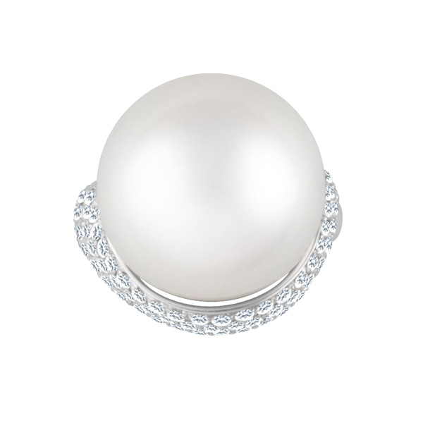 Amazing 18kt white gold ring with 17mm South Sea pearl and approx. 1.73 carats in diamonds image 1