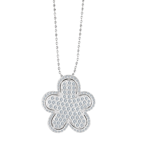 Flower diamond pendant with 1.68 cts in pave diamonds in 18k w/g; add chain for $200 image 1