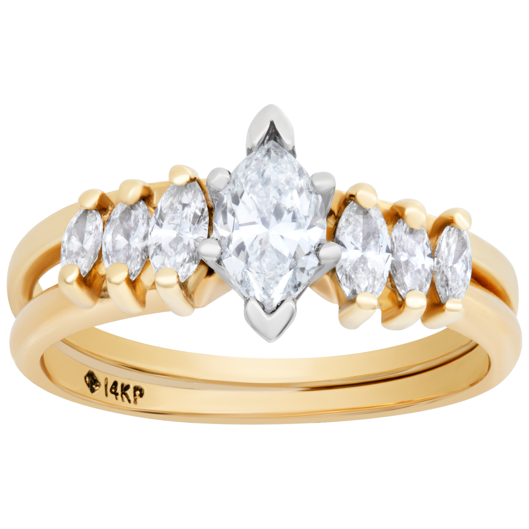 Diamond Ring in 14k yellow gold with a .50cts marquise (G Color SI-1 Clarity) image 1