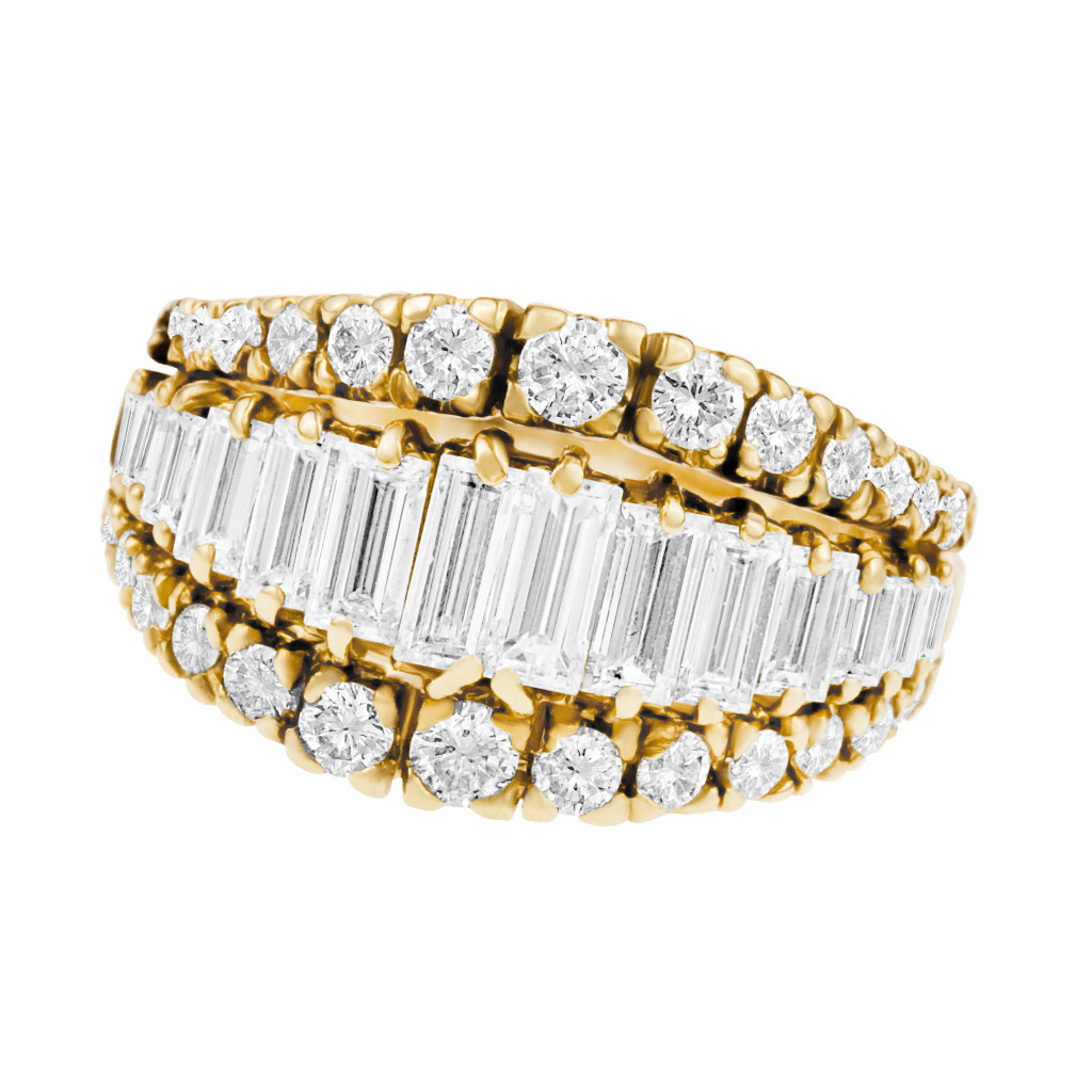 Baguette and round diamond ring in 18k with over 2.00 carats. size 5. image 1