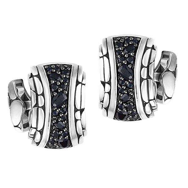 John Hardy Sterling Silver And Black Sapphire Cufflinks Ref. Mbs2156cb image 1