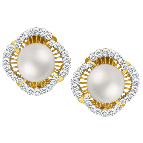 South Sea Pearl & diamond earrings in 18k image 1