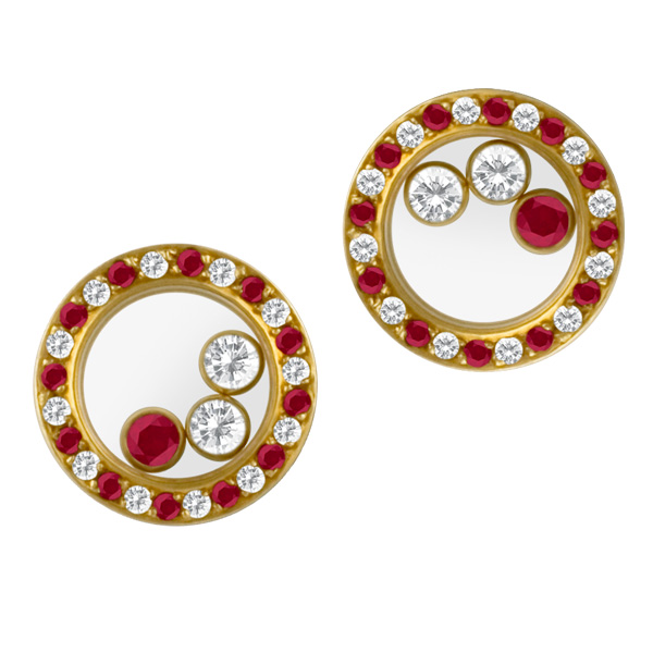 Chopard diamond & ruby earrings in 18k image 1