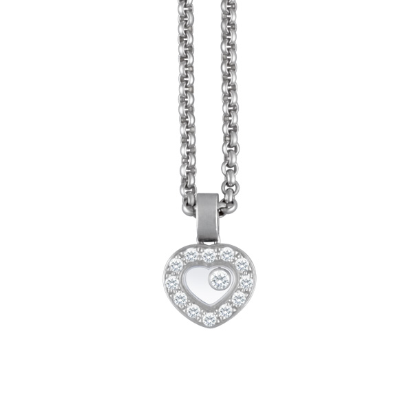 Chopard Happy Diamond heart pendant in 18k white gold with diamonds image 1