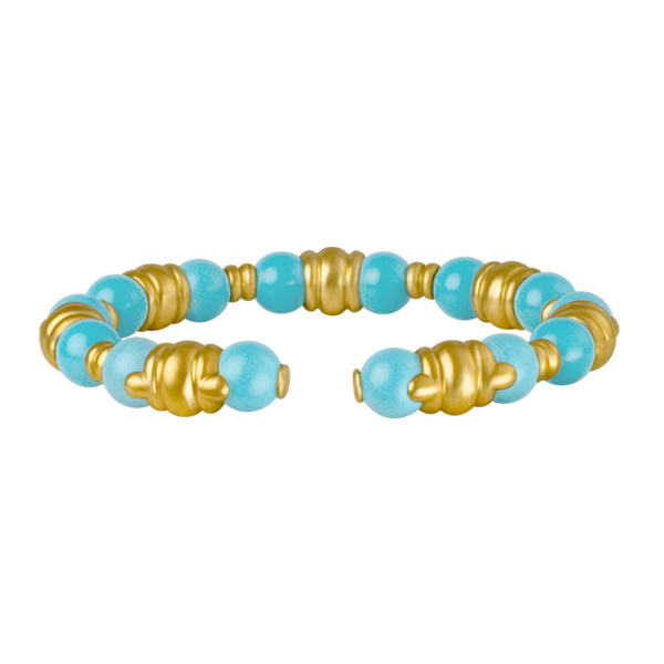 Caprice Turquoise open bracelet in 18k yellow gold image 1