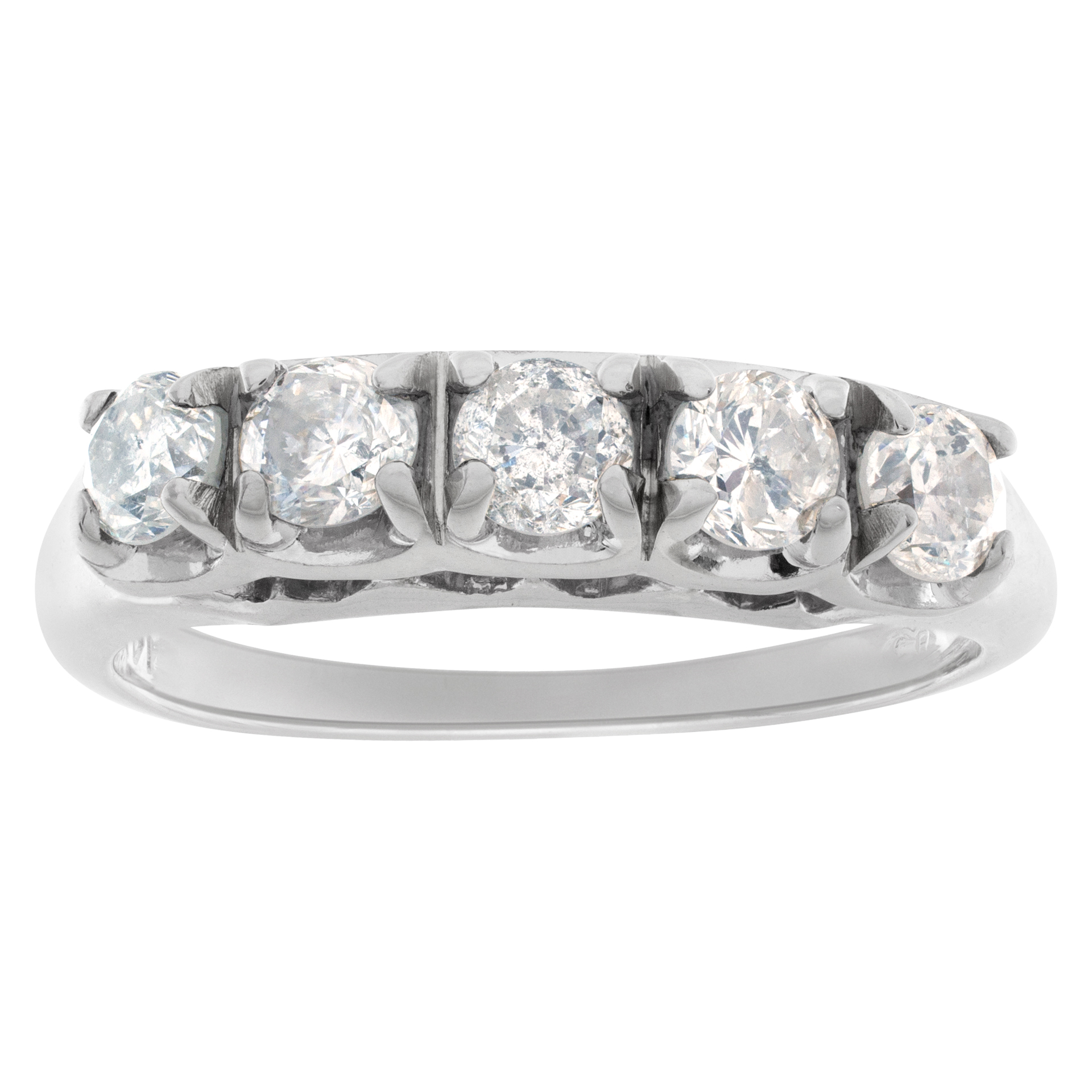 Diamond band in 14k white gold. 1.00 carats in diamond. Size 6.75 image 1