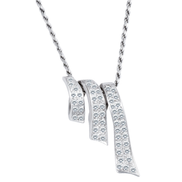 Spiral diamond pendant in 18k white gold. 1.00cts in dias on a 14k white gold rope chain. image 1