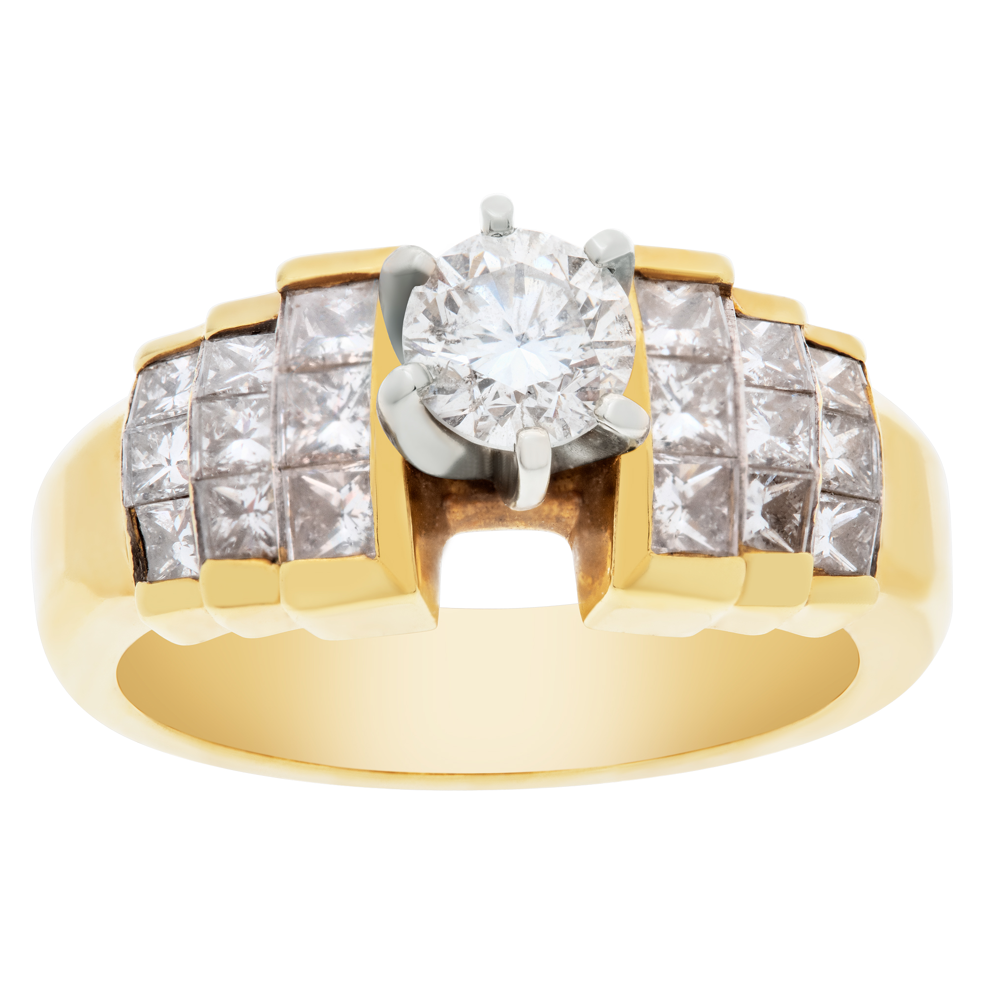 Diamond engagement ring in 18k yellow gold with 0.45 carat center diamond (G-H color, SI-I clarity) image 1