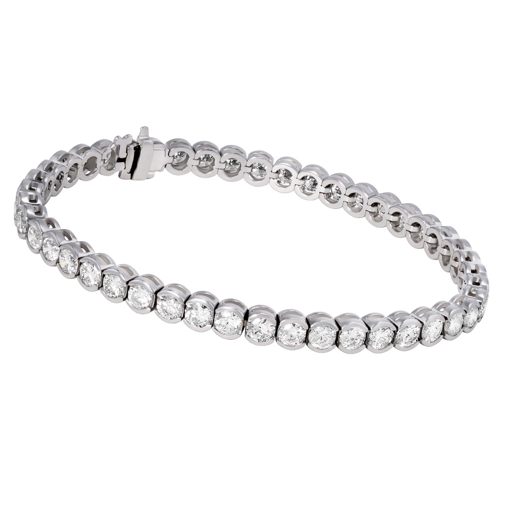 Tennis bracelet in 18k white gold. (H color, SI clarity) 9.23 carats image 1