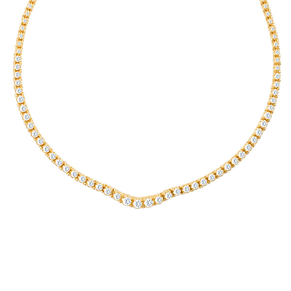 Elegant Riviera diamond necklace in 14k yellow gold. 5 carats in diamonds image 1