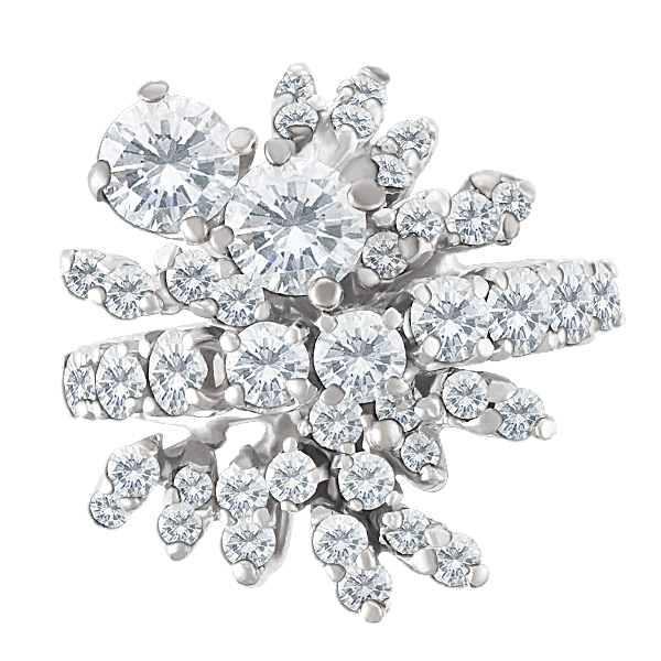 Cocktail Diamond Ring In 14k White Gold image 1