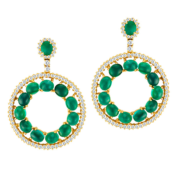 Emerald and diamond earrings image 1