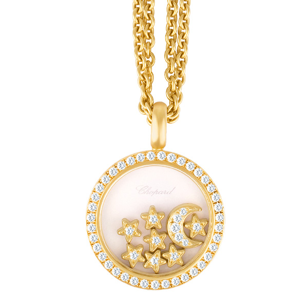 Chopard necklace in 18k with floating diamond moon and stars image 1