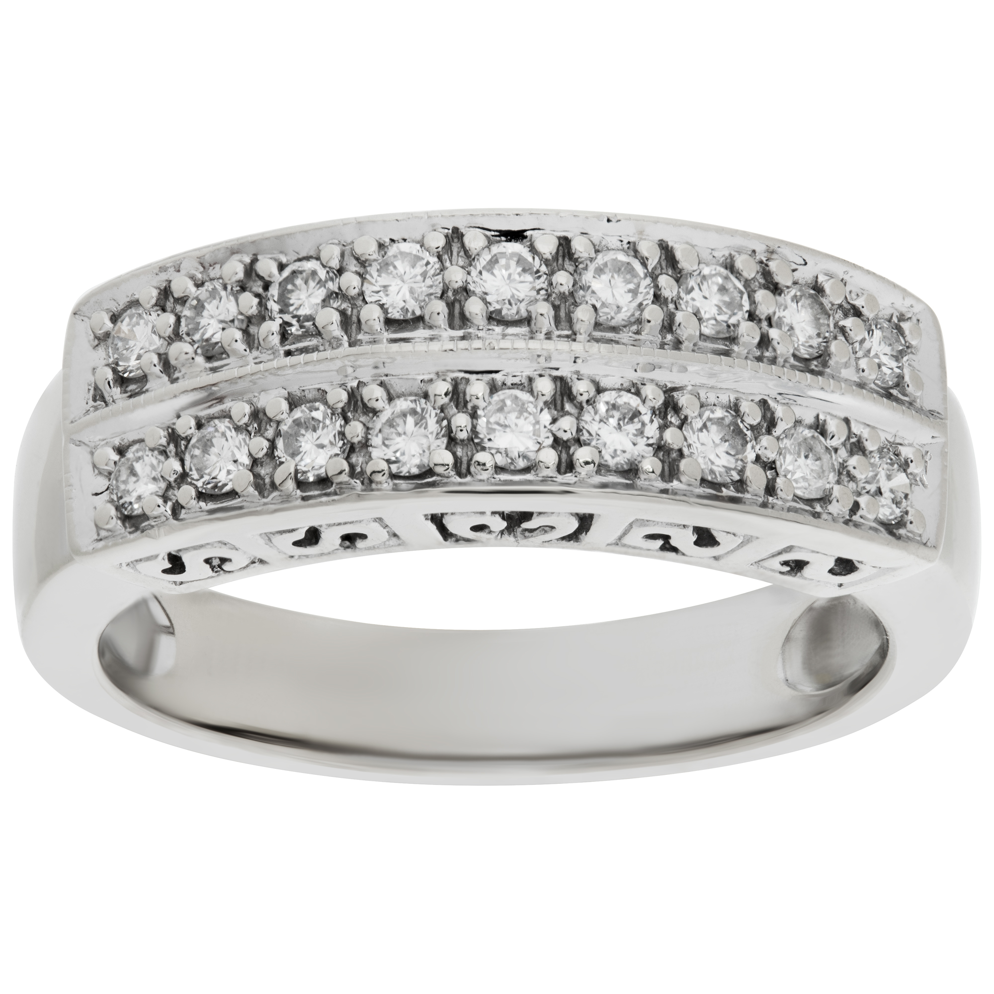 Double row diamond band in 14k white gold. 0.35 carats in diamonds; size 6 3/4 image 1