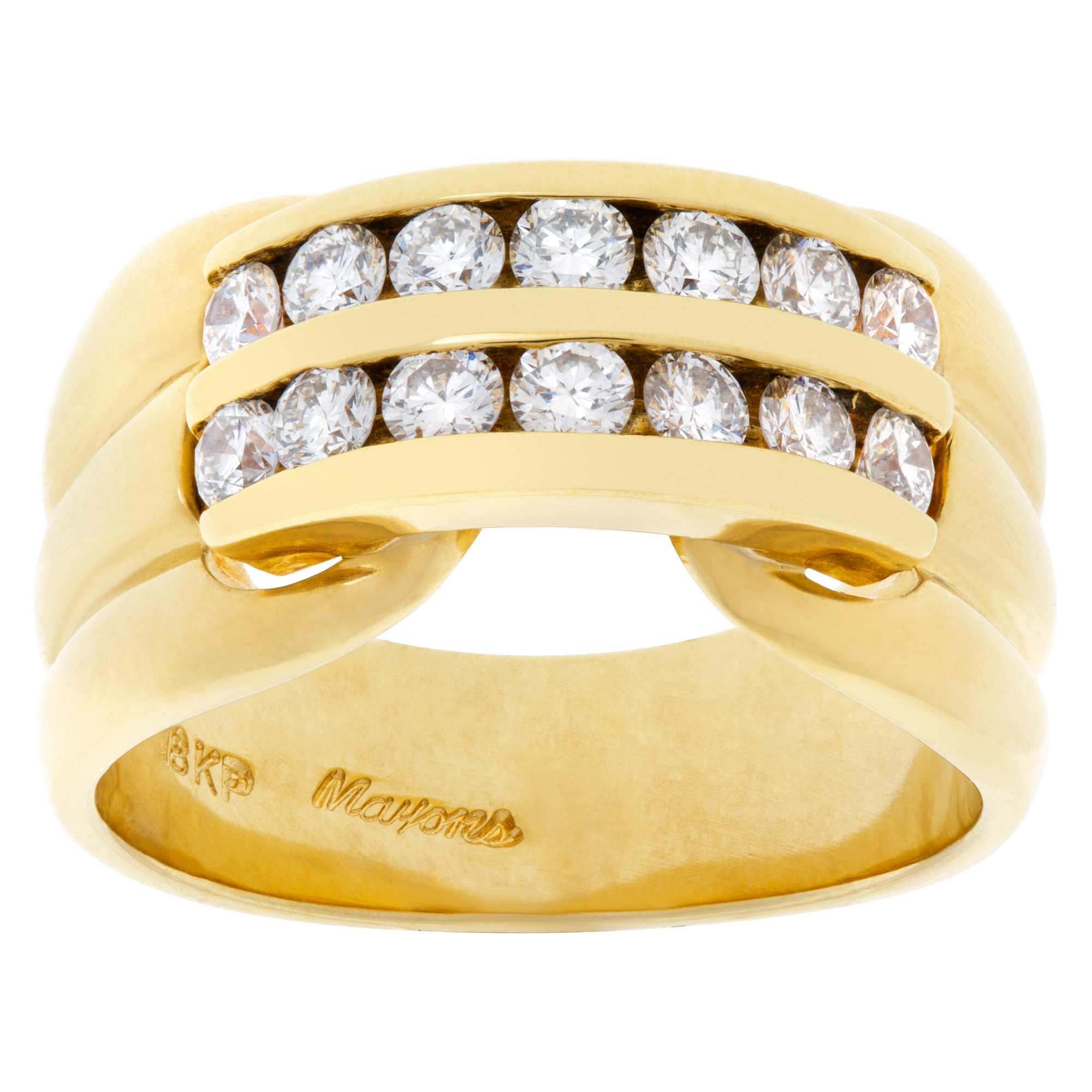 Two row diamond ring in 18k yellow gold. 0.40 carats in channel set diamonds image 1