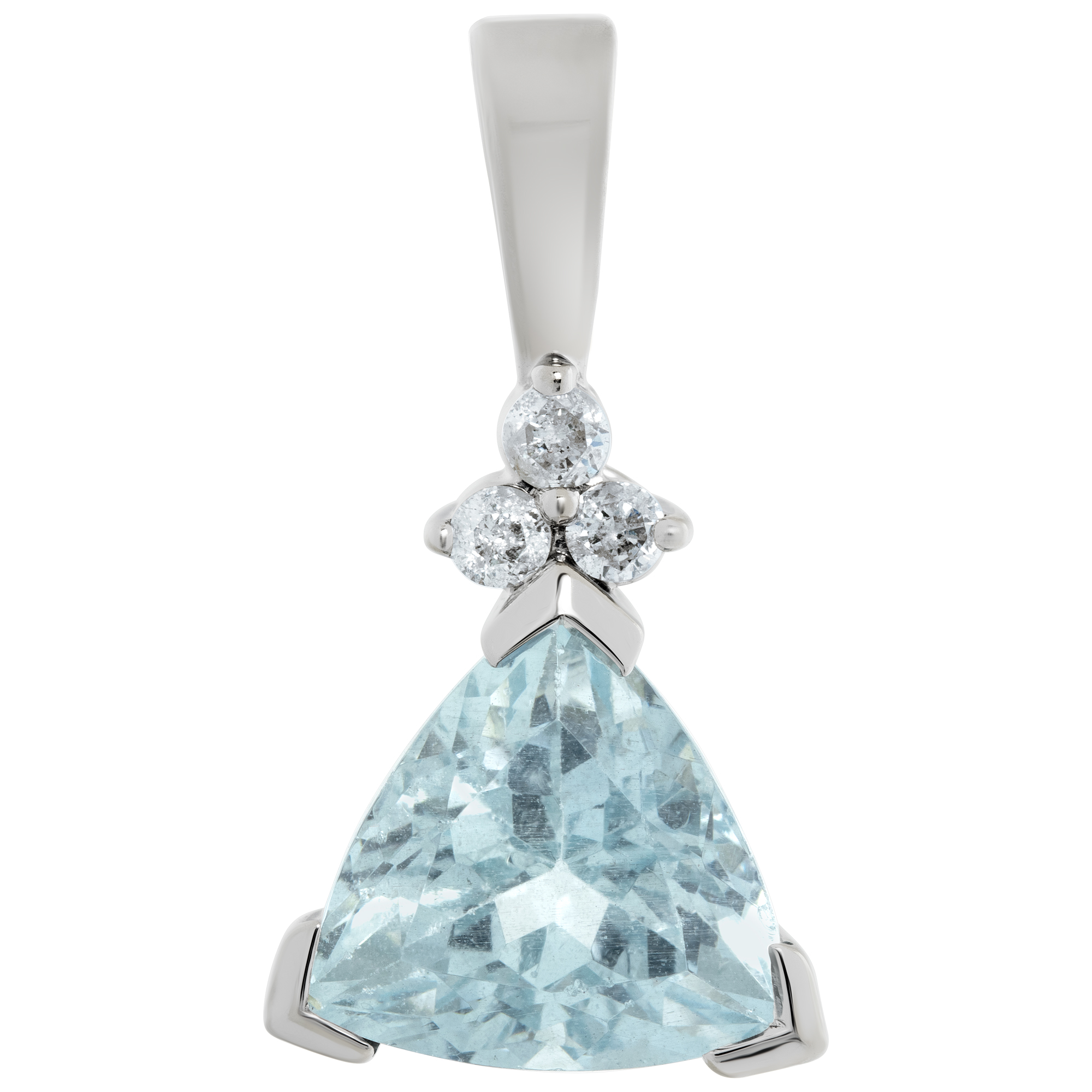 Aquamarine & diamond pendant in 14k white gold image 1