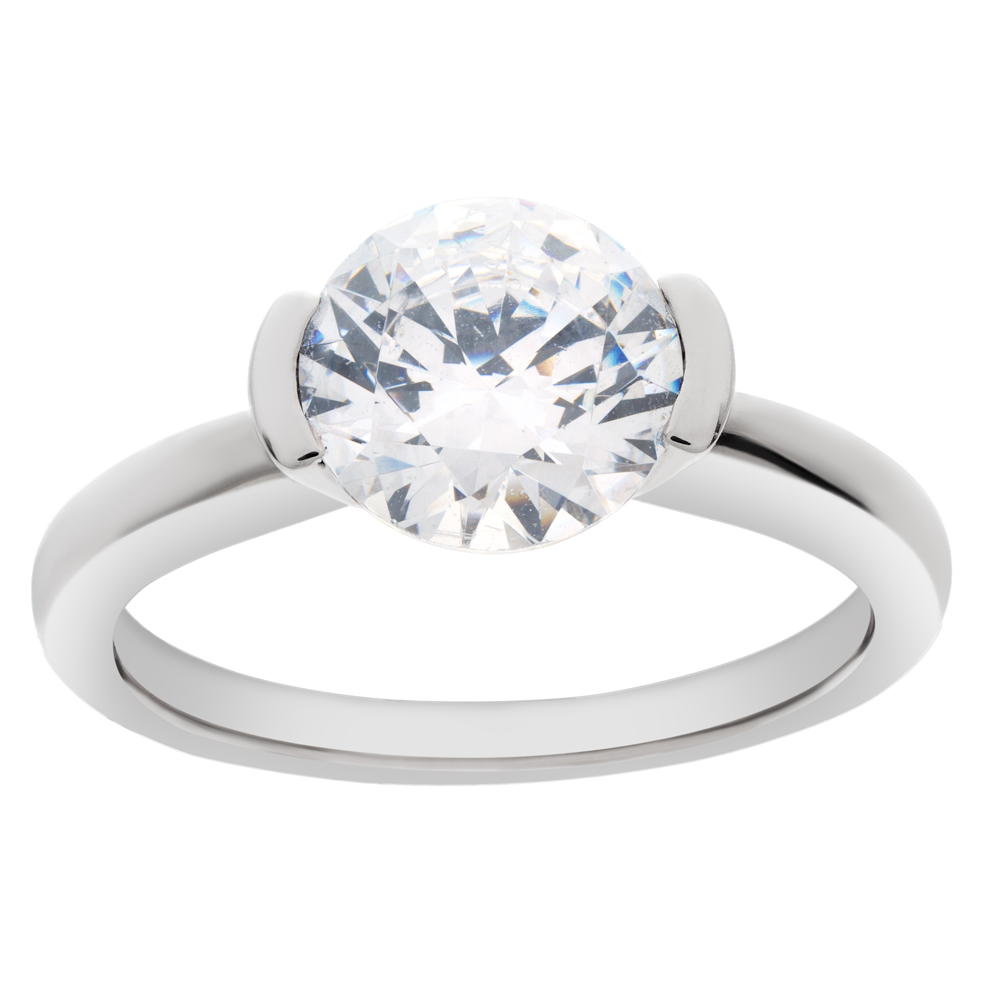 Ritani 18k white gold mounting to hold 2.00ct round center diamond. (Diamond not included) image 1