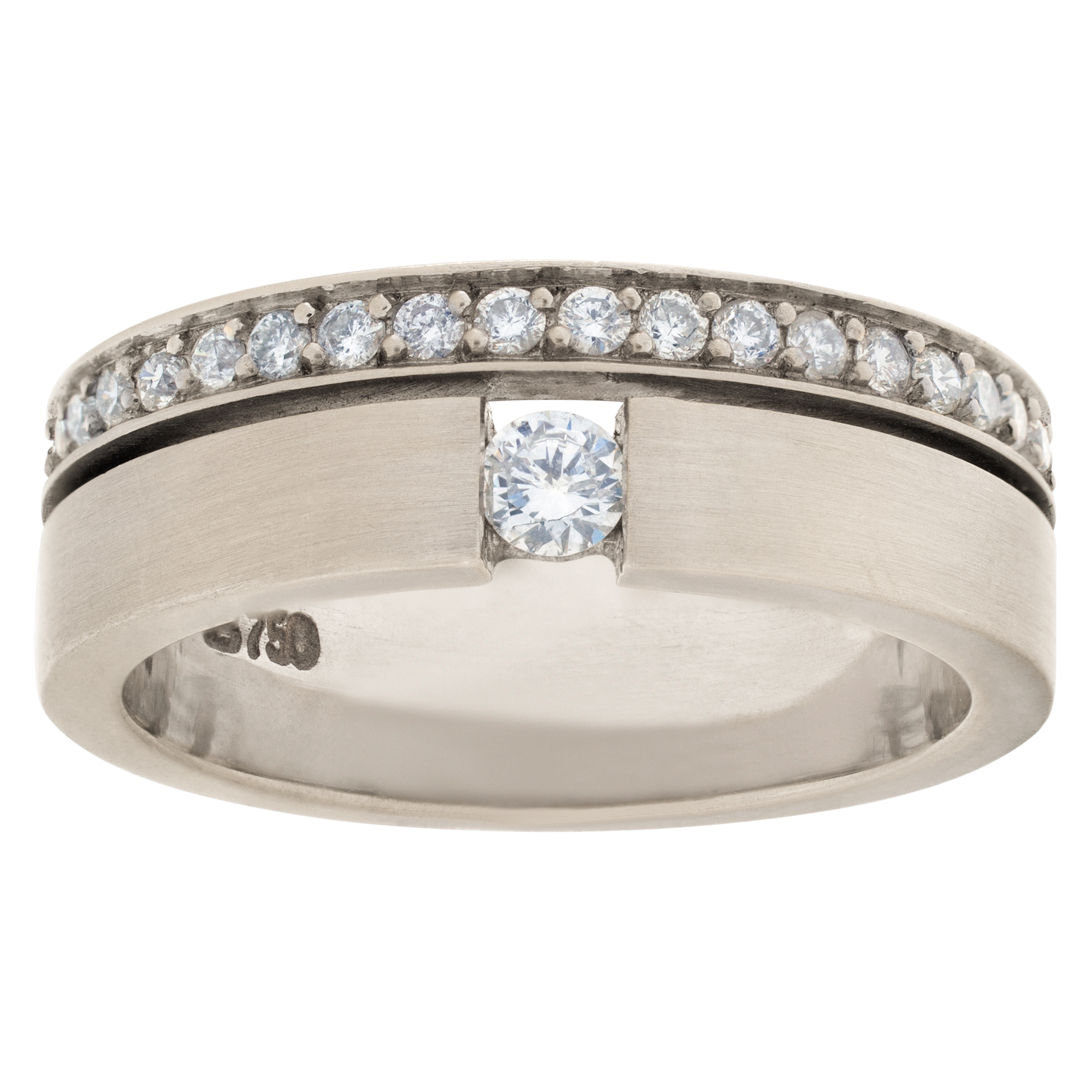 Diamond band in 18k white gold. 0.50 carats in diamonds. Size 7 1/2 image 1