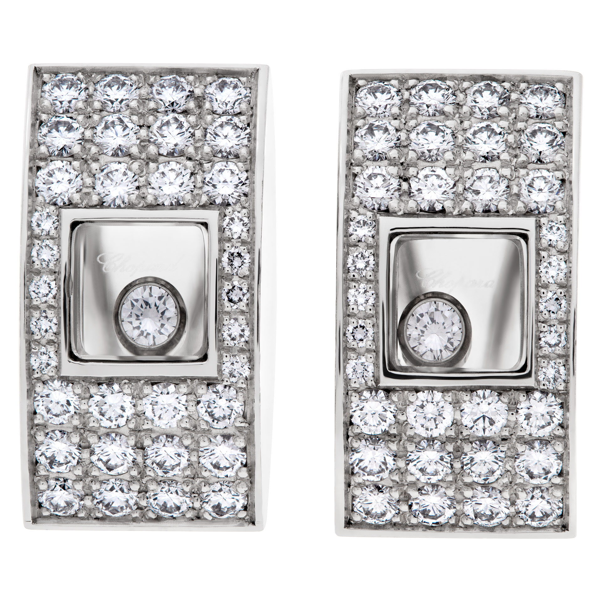 Chopard Happy Diamonds Square Earrings 18K white gold W/ Approx 1.25cts image 1