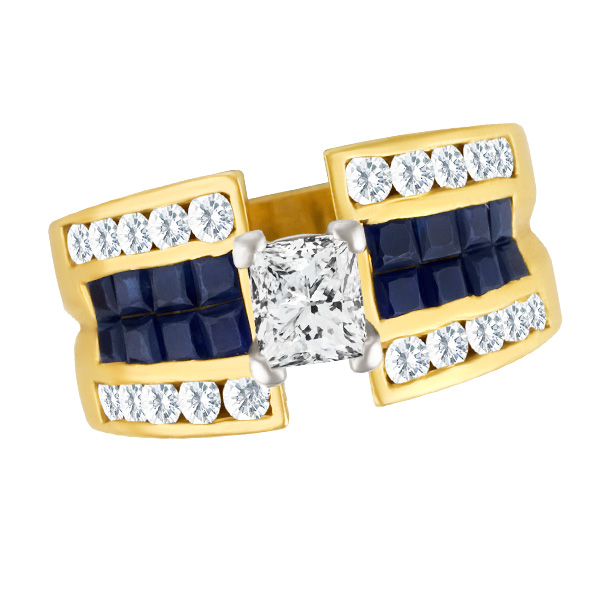Diamond & sapphire ring in 18k image 1