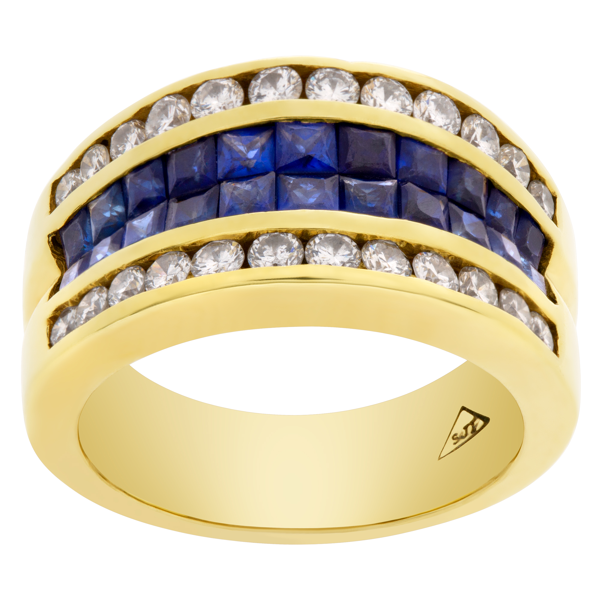 Diamond & sapphire ring in 18k yellow gold. Size 7.25. image 1