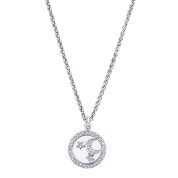 Chopard Moon & Stars diamond pendant necklace in 18k white gold image 1