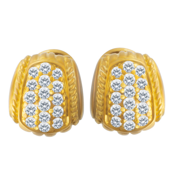 Judith Ripka 18k diamond huggie earrings in 18 yellow gold. 0.30cts in diamonds image 1