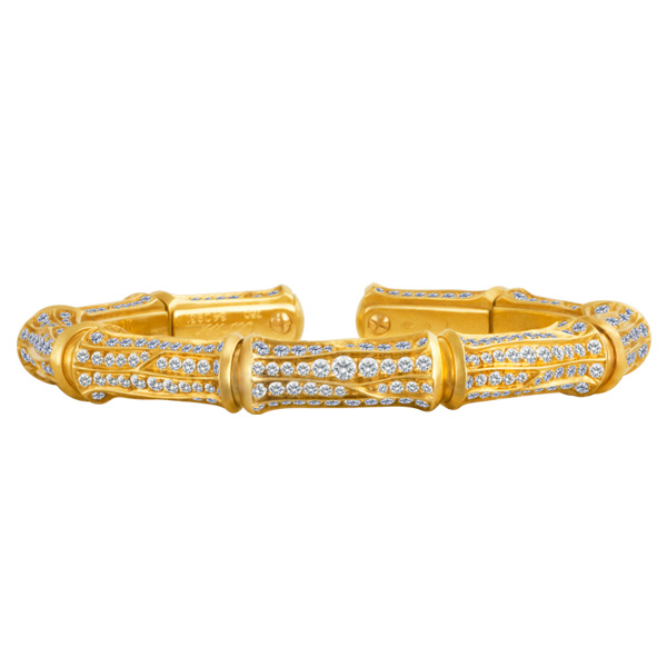 Cartier Bamboo diamond bracelet in 18k with diamonds image 1