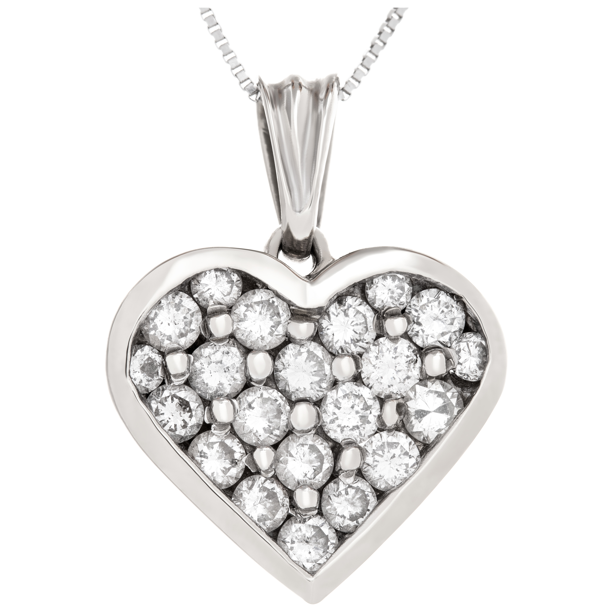 Diamond heart necklace in 14k white gold image 1