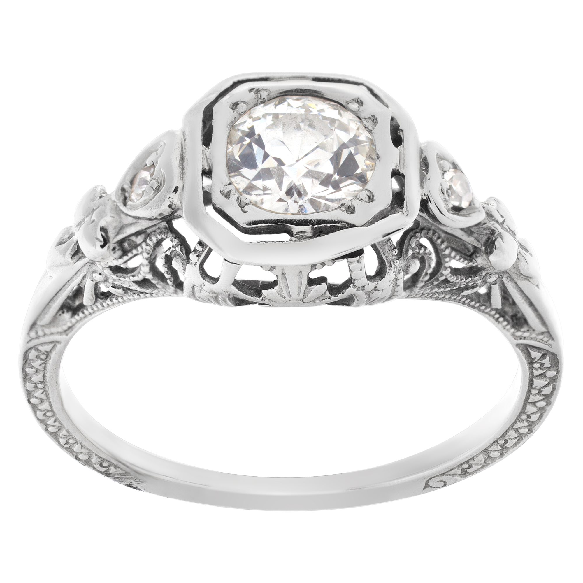 Vintage diamond ring in 14k white gold image 1