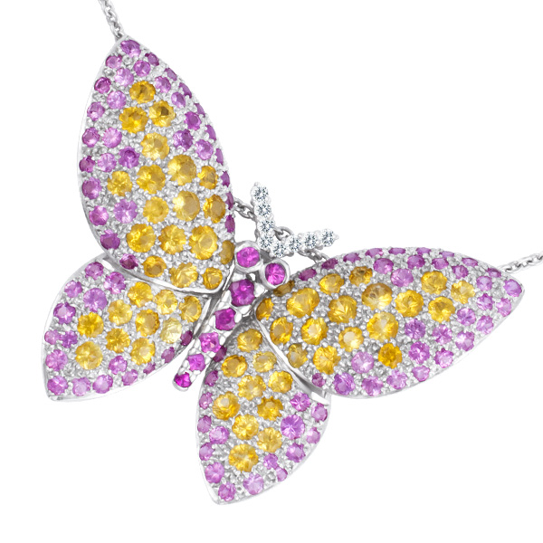 Butterfly pendant in 18k white gold image 1