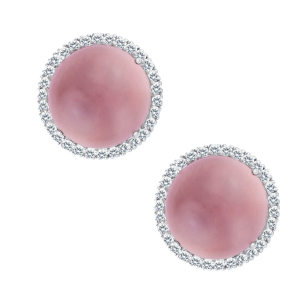 Rose quartz earrings in 18k white gold image 1