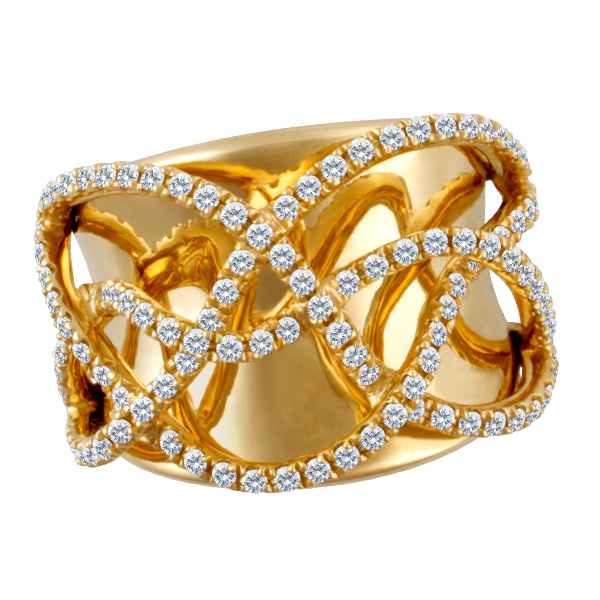 Diamond swirl ring in 18k. 0.95 carats in diamonds. Size 6 3/4 image 1