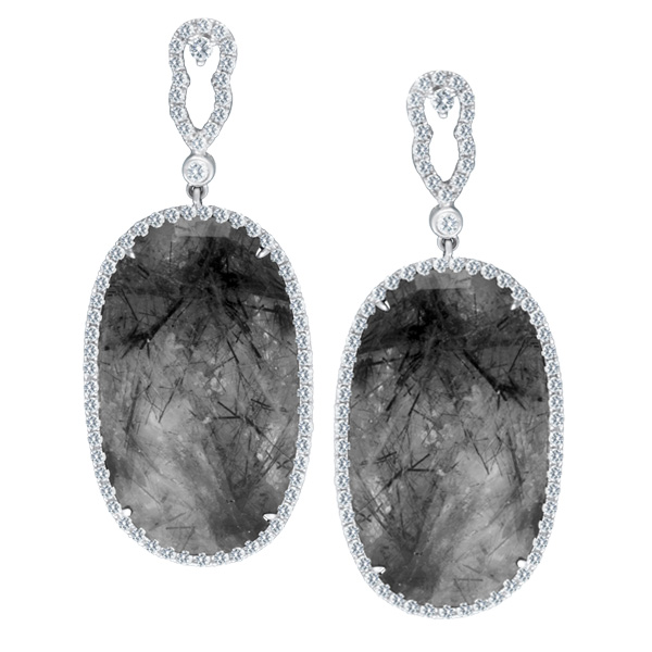 18k white gold, topaz and diamond earrings image 1
