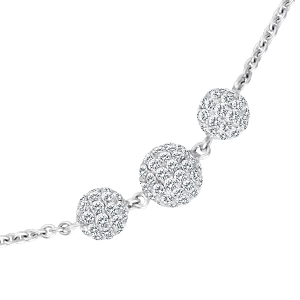 Three diamond ball necklace in 18k white gold image 1